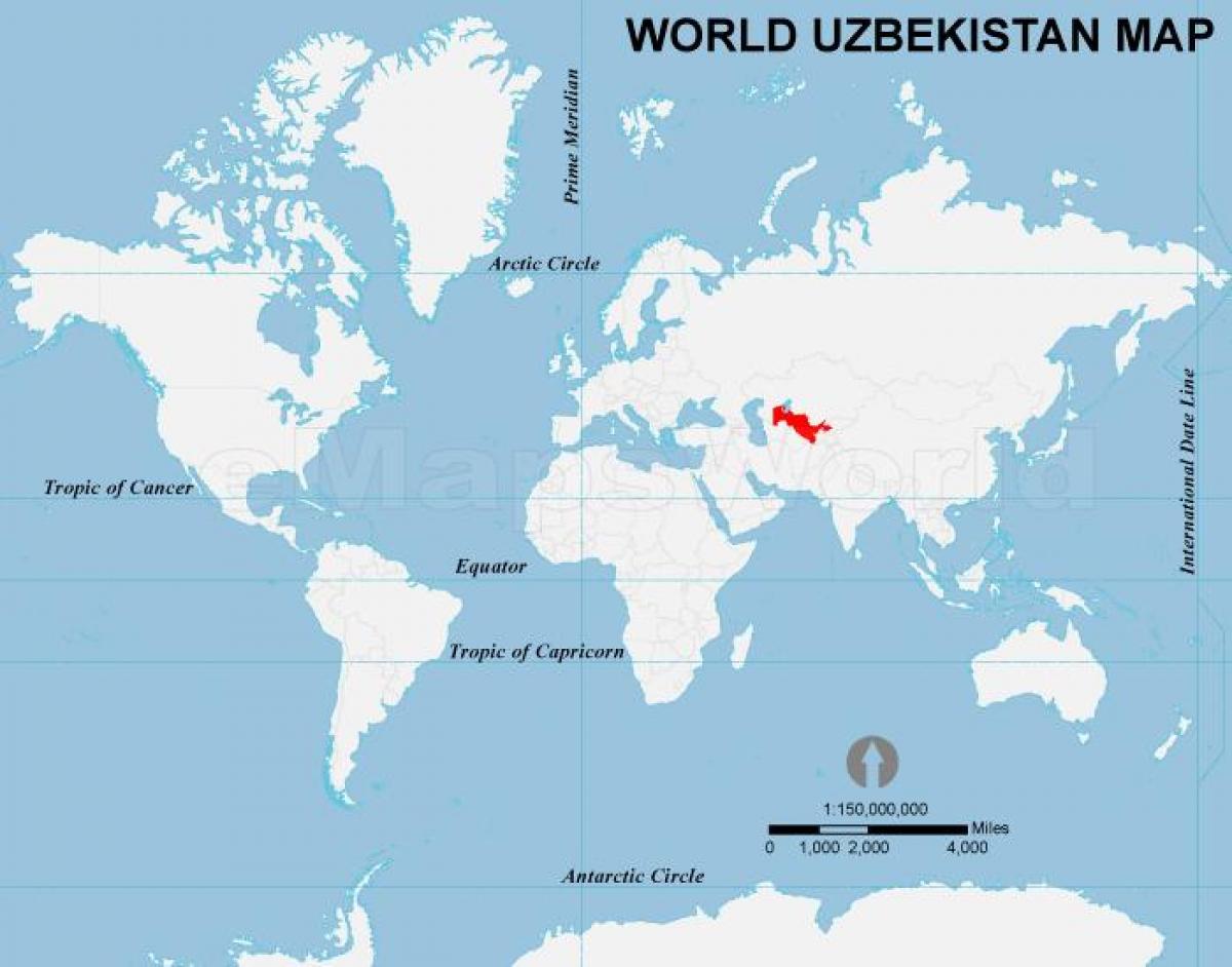 Uzbekistan eneo kwenye ramani ya dunia